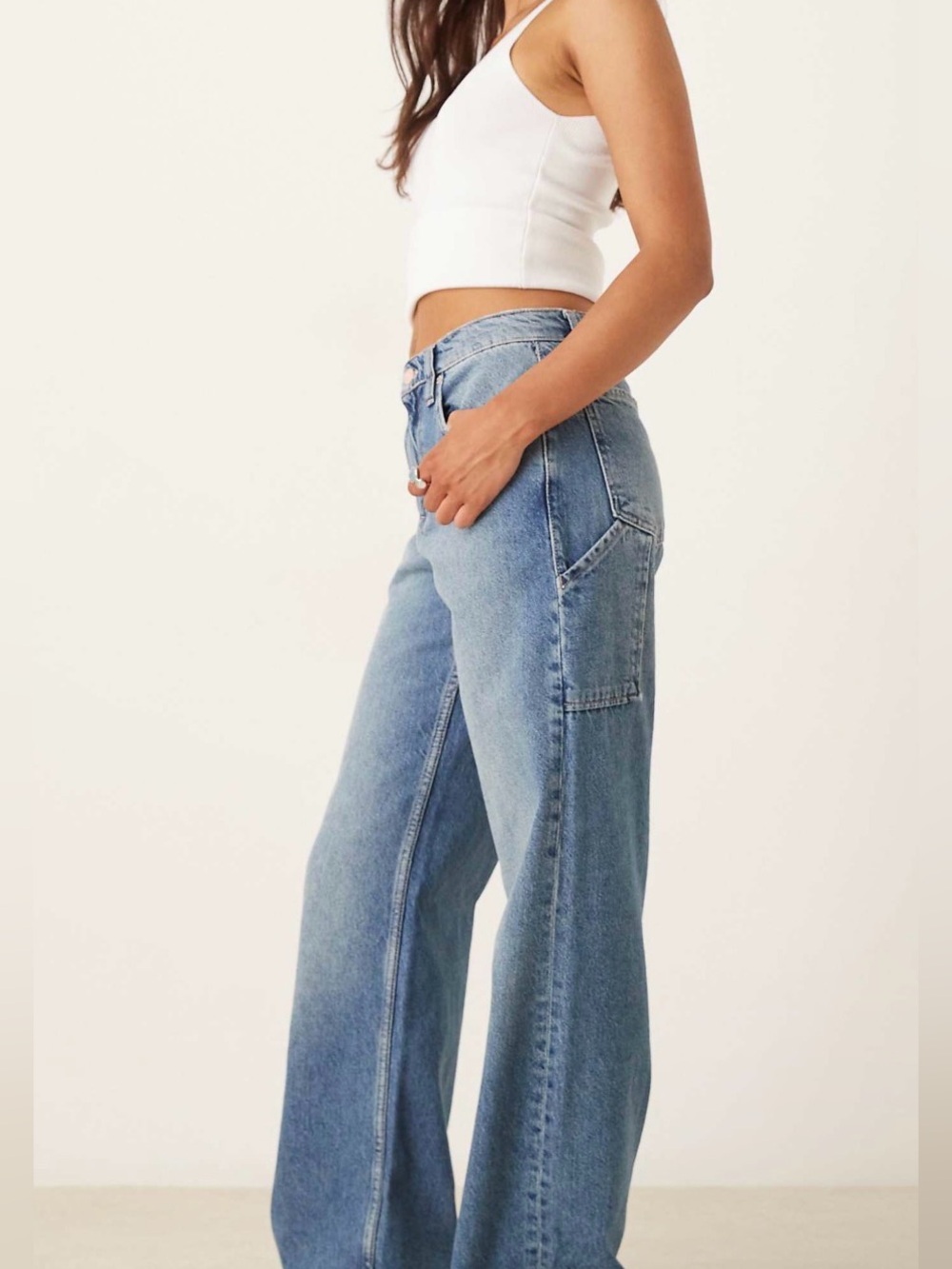 We The Free Tinsley Baggy High Rise Straight Leg Jeans in Light Blue